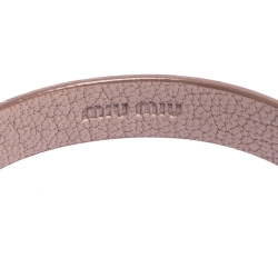 Pre Owned Miu Miu Dusty Pink Leather Gold Tone Crescent Moon Charm Bracelet