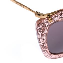 Miu Miu Gold/Pink SMU 10N Glitter Effect Cateye Sunglasses