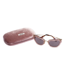 Miu Miu Gold/Pink SMU 10N Glitter Effect Cateye Sunglasses