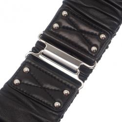 Pre Owned Miu Miu Black Leather Waist Belt 90CM
