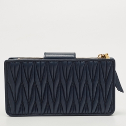 Miu Miu Navy Blue Leather Phone Crossbody Bag