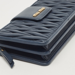 Miu Miu Navy Blue Leather Phone Crossbody Bag
