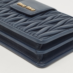 Miu Miu Navy Blue Leather Phone Crossbody Bag
