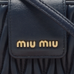 Miu Miu Navy Blue Leather Phone Crossbody Bag