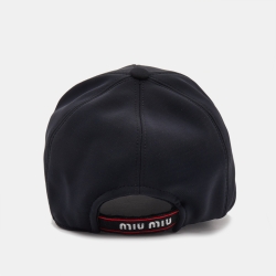 Pre Owned Miu Miu Black Jersey Embellished Detail Baseball Cap