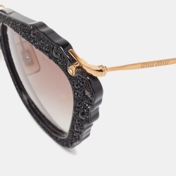 Miu Miu Black Gradient SMU 04Q Embellished Cat Eye Sunglasses