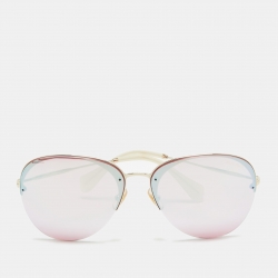 Miu Miu Pink/Gold Mirrored SMU53P Aviator Sunglasses