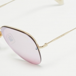 Miu Miu Pink/Gold Mirrored SMU53P Aviator Sunglasses
