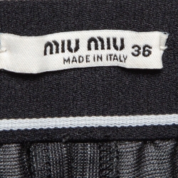 Miu Miu Grey Prince of Wales Check Wool Shorts XS