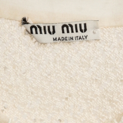 Miu Miu Cream Embellished Collar Crochet Cardigan S