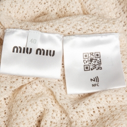 Miu Miu Cream Embellished Collar Crochet Cardigan S