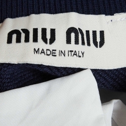 Miu Miu Navy Blue Logo Embellished Knit Layered Crop Sweatshirt XS
