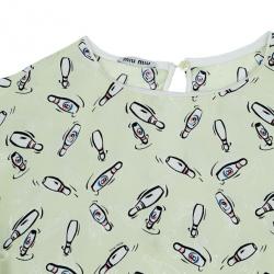 Miu Miu Yellow Bottle Printed Silk Top M
