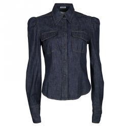 Miu Miu Indigo Dark Wash Denim Button Front Shirt M