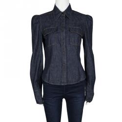 Miu Miu Indigo Dark Wash Denim Button Front Shirt M