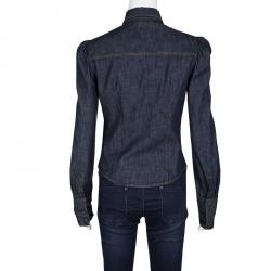Miu Miu Indigo Dark Wash Denim Button Front Shirt M