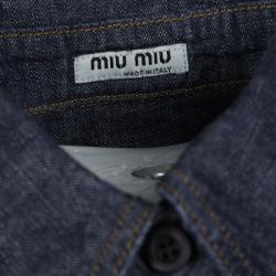 Miu Miu Indigo Dark Wash Denim Button Front Shirt M