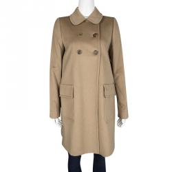 Miu Miu Brown Camel Skin Double Breasted Long Coat M