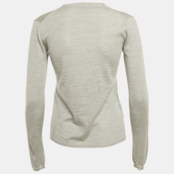 Pre Owned كارديجان ميوميو تريكو رمادي بكشكش قصير مقاس صغير