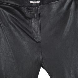 Miu Miu Black Leather Zip Detail High Rise Skinny Pants S