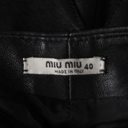 Miu Miu Black Leather Zip Detail High Rise Skinny Pants S