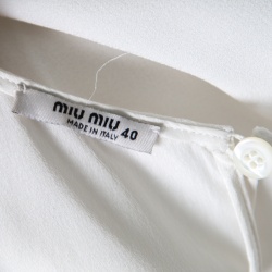 Miu Miu White Floral Embellished Neck Ruched Sleeve Dress S