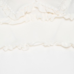 Miu Miu Cream Silk Crepe Pom Pom Ruffle Trim Sleeveless Top S