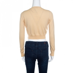 Miu Miu Beige Wool Embellished Cropped Sweater S