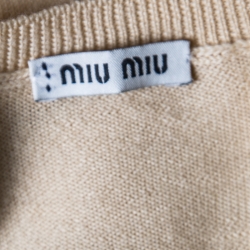 Miu Miu Beige Wool Embellished Cropped Sweater S