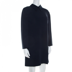 Miu Miu Navy Blue Crepe Long Sleeve Shift Dress S