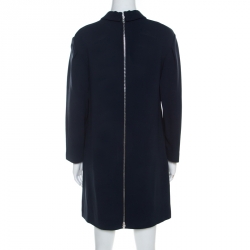 Miu Miu Navy Blue Crepe Long Sleeve Shift Dress S