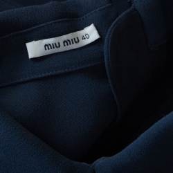 Miu Miu Navy Blue Crepe Long Sleeve Shift Dress S