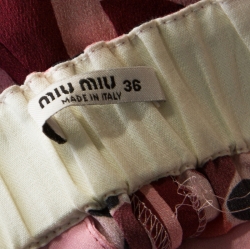 Miu Miu Pink Printed Silk Cropped Straight Leg Trousers XS