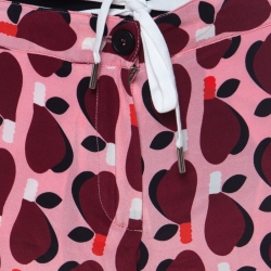 Miu Miu Pink Printed Silk Cropped Straight Leg Trousers XS