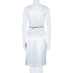 Miu Miu Satin Pleated Colorblock Belted Dress S