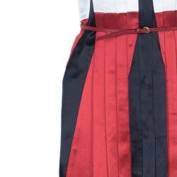 Miu Miu Satin Pleated Colorblock Belted Dress S