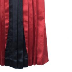 Miu Miu Satin Pleated Colorblock Belted Dress S