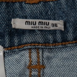 Miu Miu Blue Denim Crystal-Embellished Mini Skirt XS