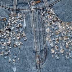 Miu Miu Blue Denim Crystal-Embellished Mini Skirt XS