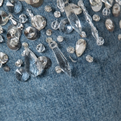 Miu Miu Blue Denim Crystal-Embellished Mini Skirt XS