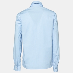 Miu Miu Blue Embellished Pocket Detail Button Front Shirt S