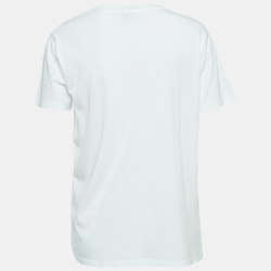 Pre Owned Miu Miu White Stars Print Cotton Blend Crew Neck T-Shirt L