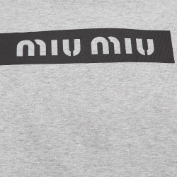 Miu Miu Grey Logo Print Cotton Knotted Crop Top M