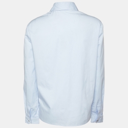 Pre Owned Miu Miu Blue Cotton Cat Appliqued Long Sleeve Shirt S