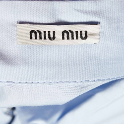 Pre Owned Miu Miu Blue Cotton Cat Appliqued Long Sleeve Shirt S