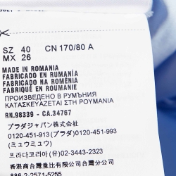 Pre Owned Miu Miu Blue Cotton Cat Appliqued Long Sleeve Shirt S