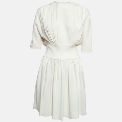 Miu Miu Off-White Crepe Draped Mini Dress M