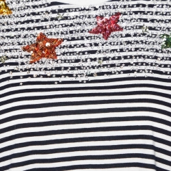 Miu Miu Monochrome Striped Cotton Embellished T-Shirt M