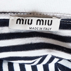 Miu Miu Monochrome Striped Cotton Embellished T-Shirt M