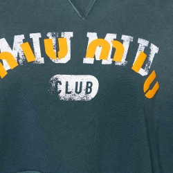 Miu Miu Green Logo Print Cotton Cropped Sweatshirt S